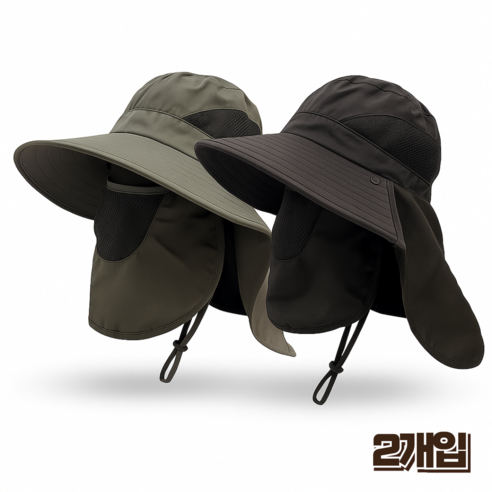 홈앤힐링 남자 농사모자 빅사이즈 자외선차단 낚시모자 1+1, 차콜 블랙 1개+밀리터리 그린 1개