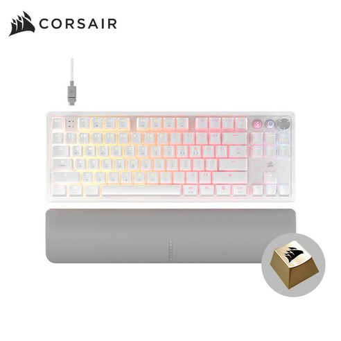 커세어 K70 PRO TKL MGX 래피드트리거 게이밍 기계식 키보드, WHTIE+골드키캡, 마그네틱축(자석축)