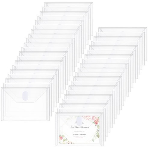 PP 매직 접착 파일 포켓 투명 115x165mm 100pcs 문서 보관 정리