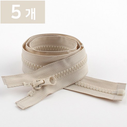60cm 비슬론 점퍼지퍼5호 개이빨지퍼 자크, 5개, 점퍼지퍼60cm-307베이지