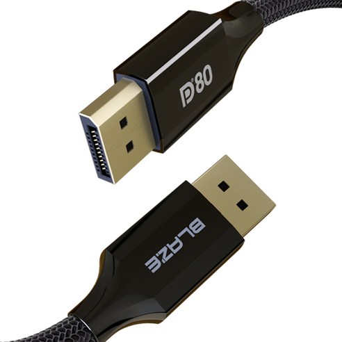 VESA 인증 DP2.1 케이블 DP80 16K 240Hz 80Gbps 24K도금 아연합금, 3m, 1개