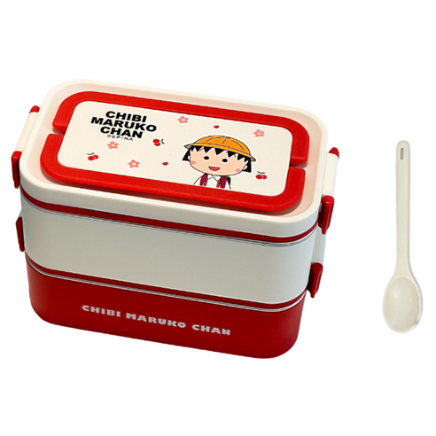 StarR 캐릭터 304 스테인리스 사각 도시락 2000ml + 스푼, 1개, 레드