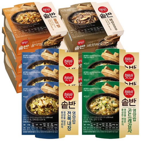 햇반솥반 Best 체험팩(4종 각 3개씩), 210g, 1박스