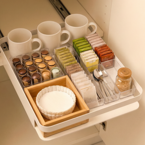 하우스브리즈 무타공 싱크대 주방 슬라이딩선반, 1개, 화이트