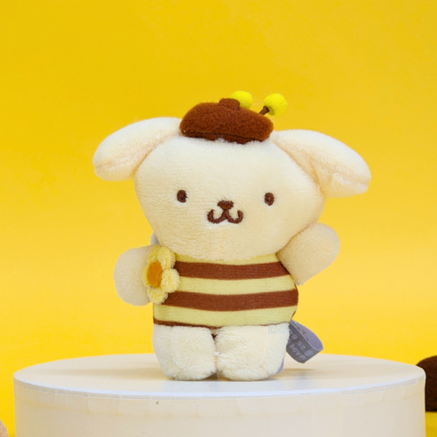 BSC 산리오 꿀벌 인형 미니 가방장식 키링 열쇠고리 가방고리 키홀더, 1개, 6. 폼폼푸린 꿀벌 키링, 8cm