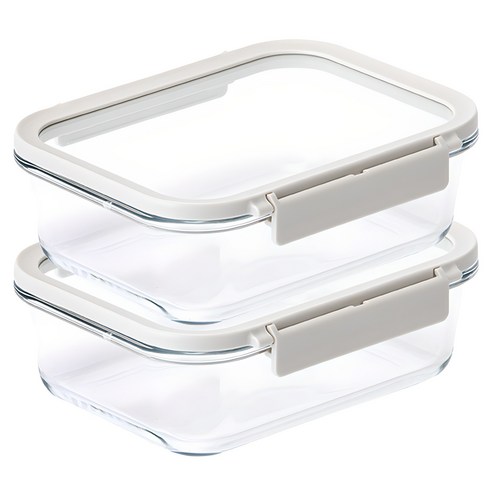 네오플램 코모도 내열유리 직사각 밀폐용기, 2개, 1L