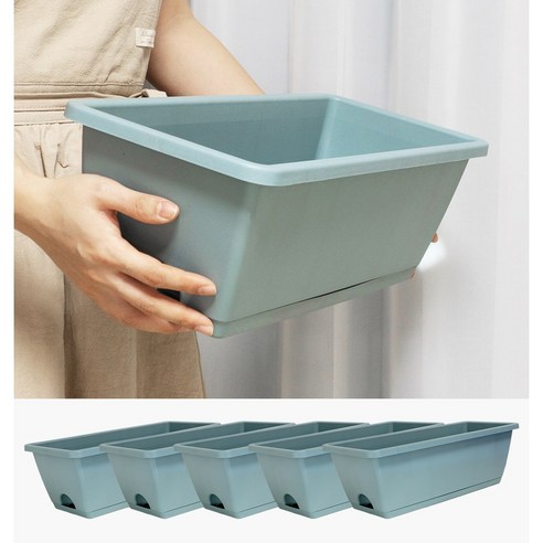 지피코 직사각형 텃밭 베란다 화분, 5개, 스카이블루