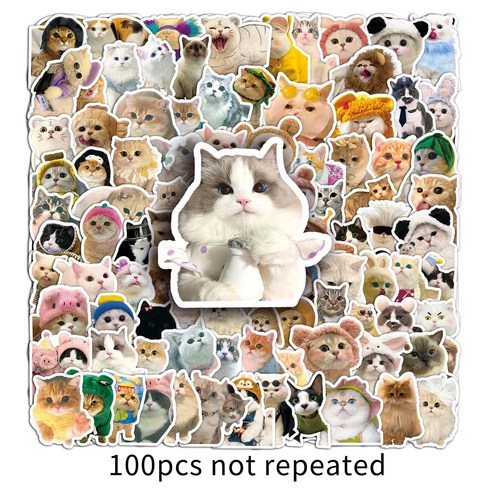 고양이 냥이 스티커 캐리어 폰꾸 다꾸 노트북 방수 스티커, 100피스