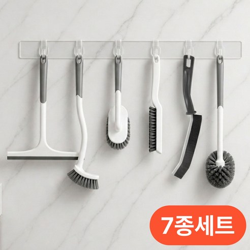 클린생활 욕실 화장실 청소도구 7종, 1세트, 혼합색상