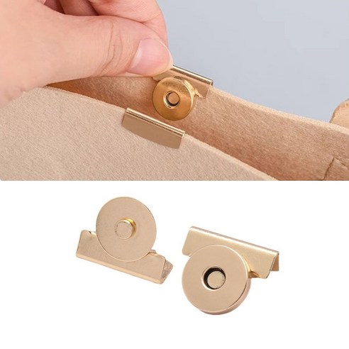 미즈코스 DIY 가방 여밈 똑딱이 자석 단추 바느질없이 간편한 에코백 부자재, 골드, 2개