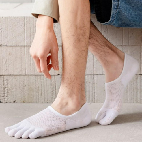 일상채움 남성용 여름 통기성 좋은 메쉬 발가락 덧신 양말 5켤레