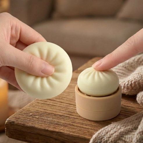 [만두힐링세트] 만두 딸깍이 말랑이 2종세트 스트레스볼 스퀴시 주물럭 모찌 클릭커, 1세트