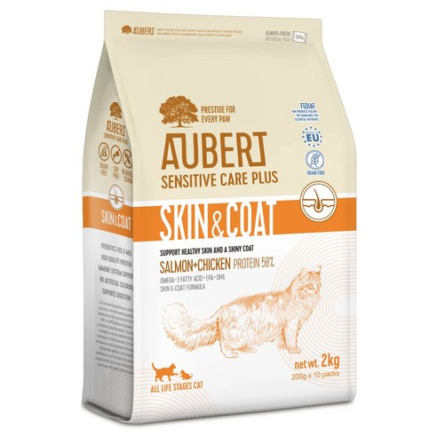 오베르 그레인프리 고양이사료 스킨앤코트, 1개, 2kg, 닭+연어