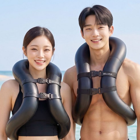벨루가 넥튜브 착용형 조끼 성인 아동, 딥블랙