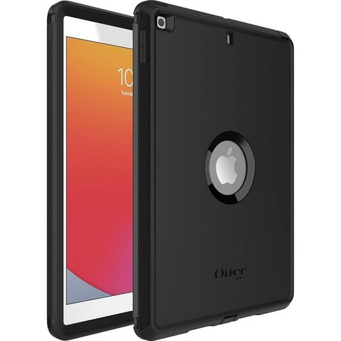 OtterBox 아이패드 7세대 8세대 9세대10.2인치 디스플레이 2019 2020 2021 버전 전용 디펜더 시리즈 케이스 블랙 스크린리스 견고 내구성 다층 보호 미생물 2