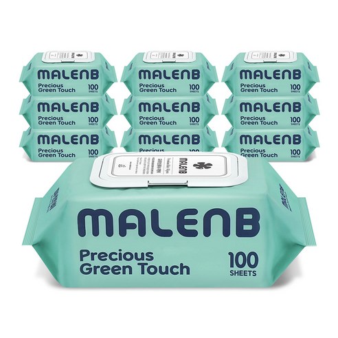 [55평량]마렌비 물티슈 그린터치 100매x10팩 55g × 100개입 × 10개, 평량 × 개당 수량 × 수량 섬네일