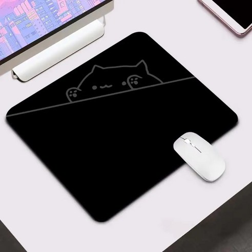 게이밍 고양이 캐릭터 마우스패드 방수코팅 400X450X2MM, 1개, 블랙