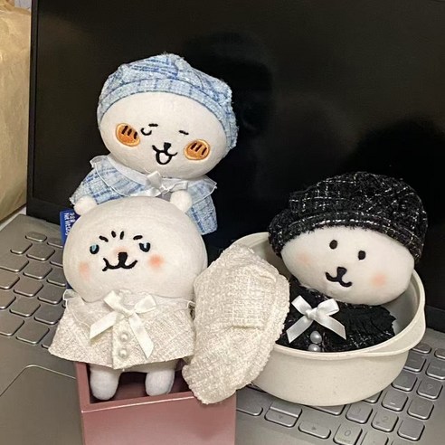모카돌 10cm솜인형옷 트위드 망토 베레모, 1개, 블랙, 10cm