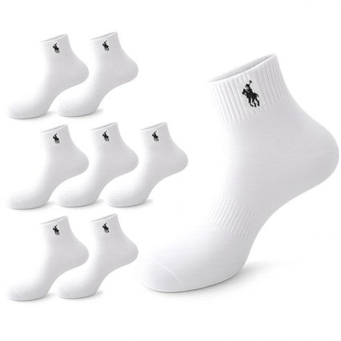 마상격구 남성 국산 스포츠 단목 양말, 8개, 화이트