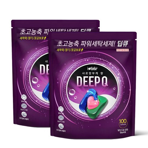 아이러브베베 딥큐 캡슐세제 샤르망부케향 1kg, 100개입, 2개 100개입, 2개