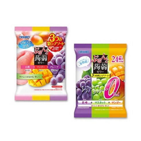 오리히로 곤약젤리 파우치타입 - 3가지맛*총48개입* 2종세트 백도&망고&포도 480g (약 24개입) 거봉&머스캣&망고 432g (약 24개입)