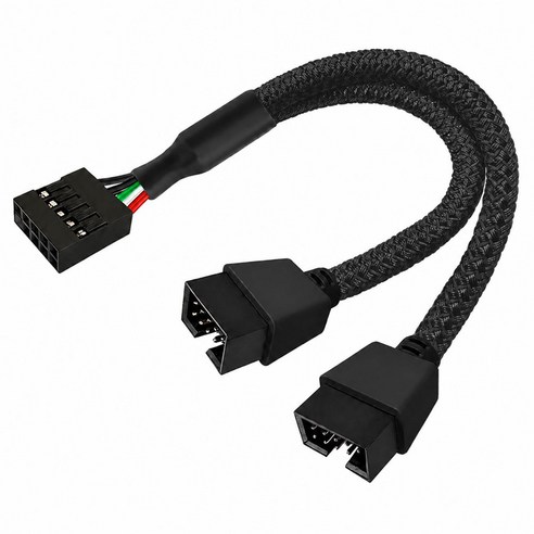 듀얼라인 메인보드 USB 2.0 9핀 확장 분배 케이블, 1개, 블랙