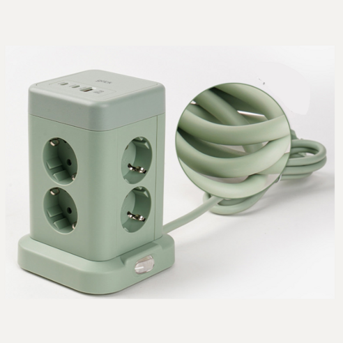 지클릭커 타워 8구 고용량 4000W USB 멀티탭 NP708PD 그린, 1개, 타워형 8구 그린, 1.8m