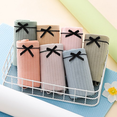 투니스 여성 리본 미디웨이스트 팬티 7개입 세트