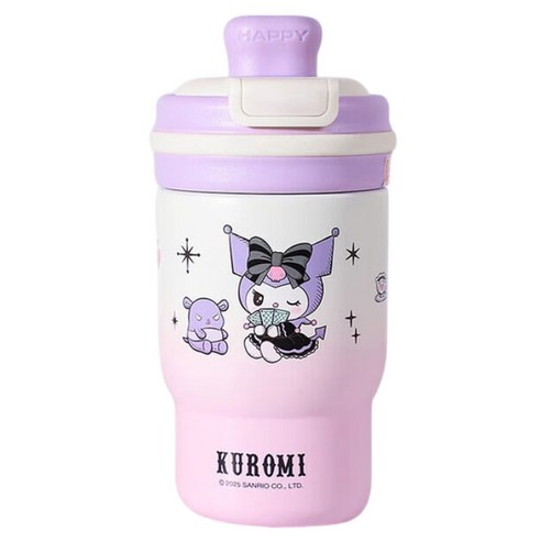 StarR 패밀리 시리즈 캐릭터 일러스트 플립 커버 보온병, 쿠로미 퍼플, 1개, 410ml