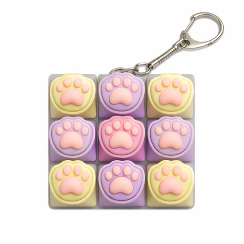 키플릭 고양이 발바닥 led 키보드 클리커 딸깍이 키캡키링9구, 키캡키링9구 고양이발 랜덤 1개, 스위트 파스텔, 캣츠9구