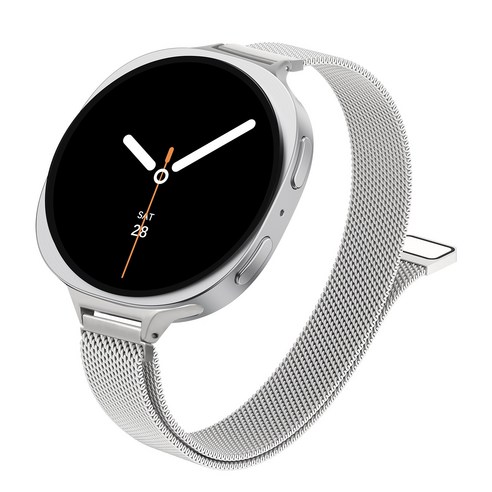 갤럭시워치8 호환 슬림 메탈 밀레니즈 마그네틱 스트랩40mm/44mm/클래식 46mm, 실버