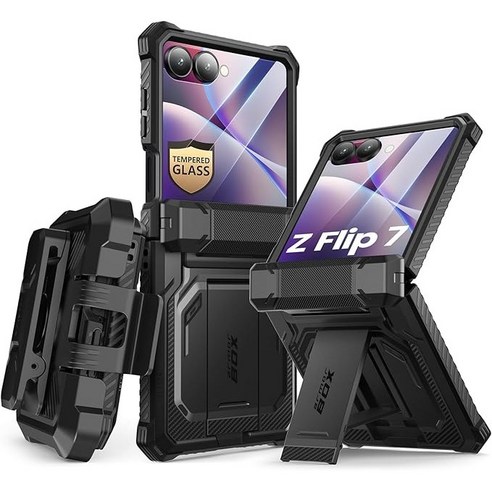 SUPCASE 아머박스 갤럭시 Z 플립 7 러기드 스탠드 케이스, 블랙