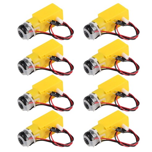 8개 TT 기어박스 모터 DC 3-6V 200RPM 1:48 감속 이중축 2.54mm 배선 아두이노 로봇용, Yellow