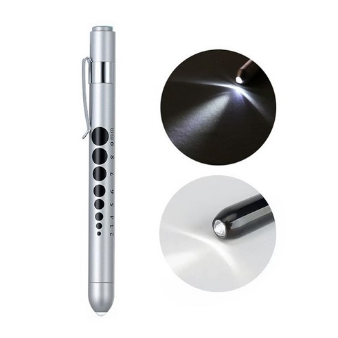 동공펜 LED 라이트펜 간호사 군인 군대 훈련소 불빛 후레쉬 볼펜 펜, 1개, 실버