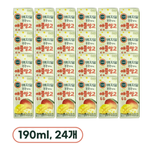 베지밀 꼭꼭 씹히는 애플망고 두유, 190ml, 24개