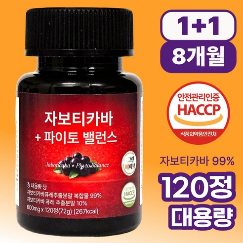 그린바이브 자보티카바 파이토밸런스 브라질100% 퓨레식약청인증 정품 jaboticaba정, 2개, 120정