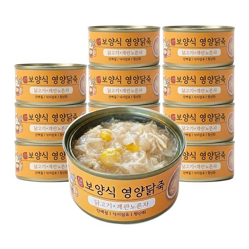 묘한보약 영양닭죽 고양이간식 고양이캔, 12개, 80g, 닭고기+계란노른자