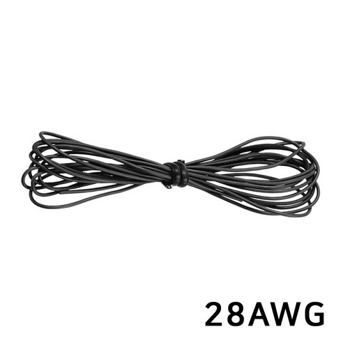 28AWG 실리콘 케이블 드론 RC카 배터리 전원선 고내열 주석도금 구리, 1개, (케이블) 28AWG(블랙)