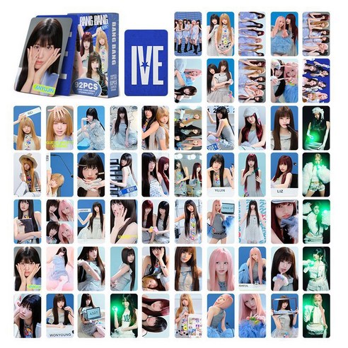 아이브 IVE 리바이브 뱅뱅 포카+스티커 총92장(포토카드 60장+스티커 32장)