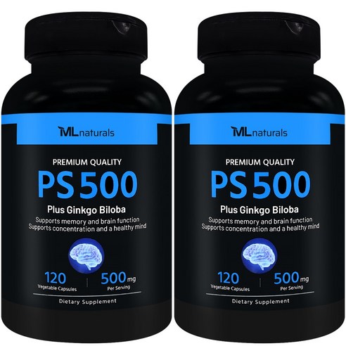 [미국번개배송] 착한명품 신제품 마이라이프 내추럴스 PS 500 (포스파티딜세린 500mg + 징코 빌로바), 120정, 2개