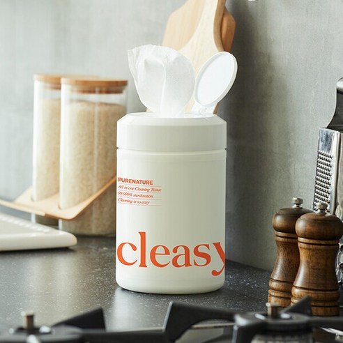 [퓨어네이처] Cleasy 클리지 세정살균 청소용물티슈 99% 살균 항균 저자극 세정티슈 청소티슈 180매입 2통 - 밀대용패드 ...
