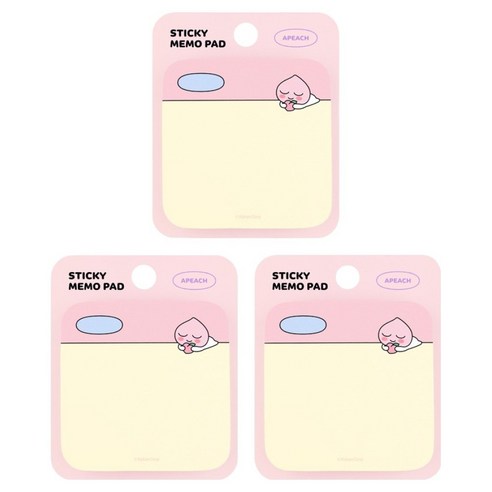 카카오프렌즈 라운드 점착 메모지, 어피치, 80매, 3개