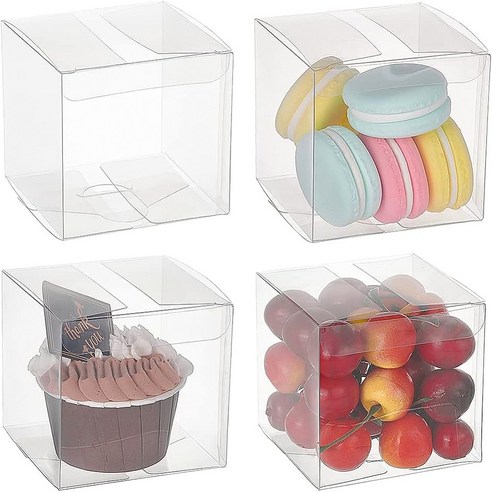 20개 투명 PVC 사각케이스 선물포장상점 인형진열 포장박스 8x8x8cm, 분명한
