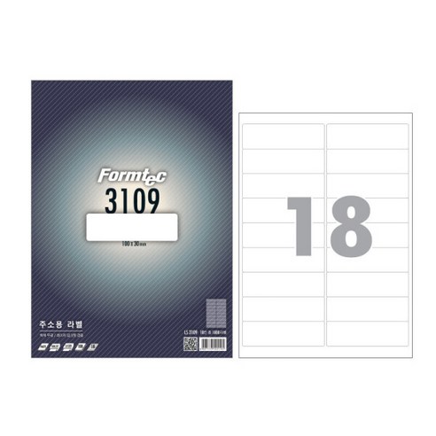 폼텍 라벨지 LS-3109 100매, LS3109, 100개