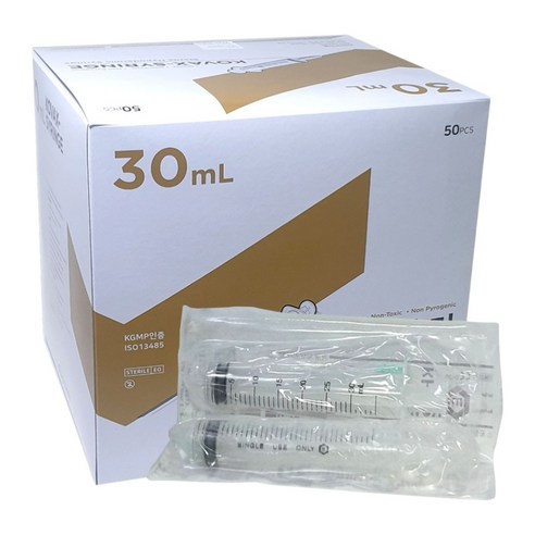 한국백신 일회용 주사기 30cc 21g 50개입 멸균 개별포장 의료용 바늘, 1박스, KOVAX-SYRINGE 30cc 21G 1 1/4