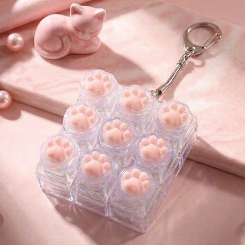 하비소 투명 LED 고양이 젤리 키보드 키캡 키링 9구, 1개, 단일
