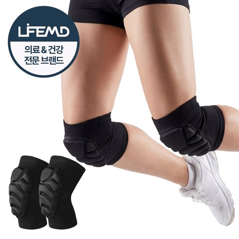 라이프엠디 1+1 쿠션 무릎 보호대 슬개골 관절 보호 패드 아대 스포츠 등산 러닝 헬스 기능성 무릅 니패드 슬개건 좌우 가드, 블랙, 1세트