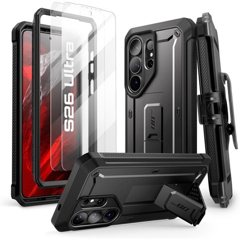 SUPCASE 유비프로 갤럭시 S26 러기드 스탠드 케이스 (벨트클립포함), 1개, 블랙