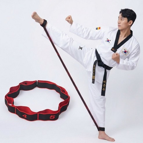 뮤젠트 발차기 옆차기 킥 연습 태권도밴드, 1개, 블랙&레드