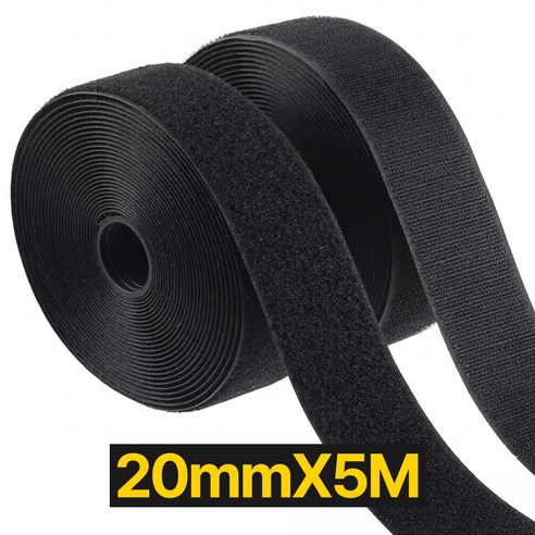 프렌티 찍찍이 양면 세트 벨크로 테이프 20mmX5M, 2개, 블랙